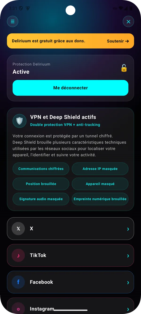 Protection Deliriuum active avec Deep Shield